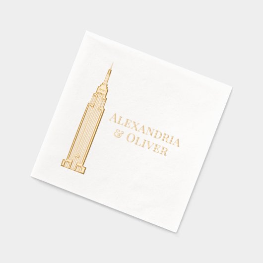 Art Deco ESB NYC Skyline Trouwpaar Folie Servetten (Links)