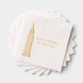 Art Deco ESB NYC Skyline Trouwpaar Folie Servetten (Insitu (Gestapeld))