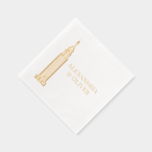 Art Deco ESB NYC Skyline Trouwpaar Folie Servetten (Rechts)