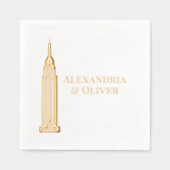Art Deco ESB NYC Skyline Trouwpaar Folie Servetten (Voorkant)