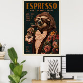 Art Deco Espresso Martini Drink Luiaard Poster (Thuiskantoor)