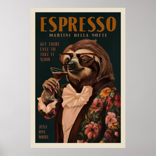 Art Deco Espresso Martini Drink Luiaard Poster (Voorkant)