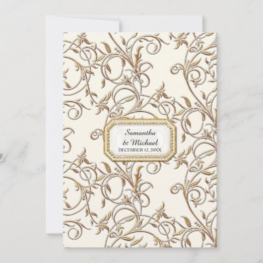 Art Deco euveau Elegant Gold Regering off White Kaart (Voorkant)