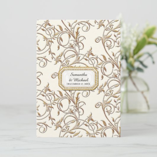 Art Deco euveau Elegant Gold Regering off White Kaart (Staand voorkant)