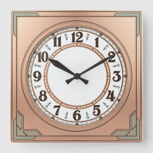 Art Deco Exclusief Roze Vierkante Klok