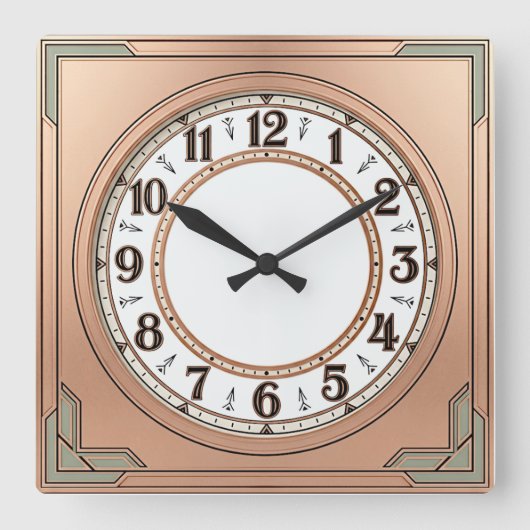 Art Deco Exclusief Roze Vierkante Klok (Voorkant)