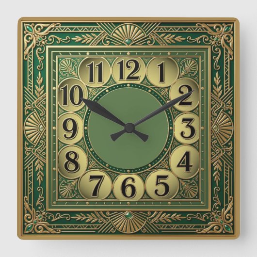 Art Deco Extra Vierkante Klok (Voorkant)