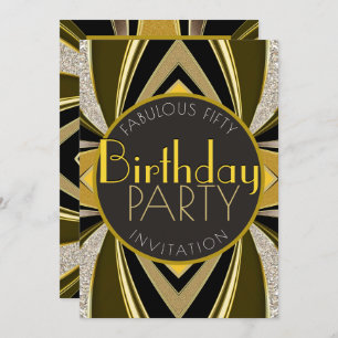 Art Deco Fabulous 50 Verjaardag Gatsby Party Kaart