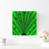 Art Deco Fan Design Green Square Wall klok (Huis)