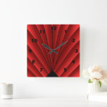 Art Deco Fan Design Red Square wandklok<br><div class="desc">Het ontwerp van de de klokkunst van de muur deco dat u met om het even welke tekst van uw keus kunt aanpassen. Als u hulp nodig hebt bij het aanpassen,  kunt u contact met ons opnemen via de link op deze pagina. Kunst-decowandklok.</div>