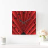 Art Deco Fan Design Red Square wandklok (Huis)
