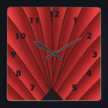 Art Deco Fan Design Red Square wandklok<br><div class="desc">Het ontwerp van de de klokkunst van de muur deco dat u met om het even welke tekst van uw keus kunt aanpassen. Als u hulp nodig hebt bij het aanpassen,  kunt u contact met ons opnemen via de link op deze pagina. Kunst-decowandklok.</div>