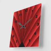 Art Deco Fan Design Red Square wandklok (Hoek)