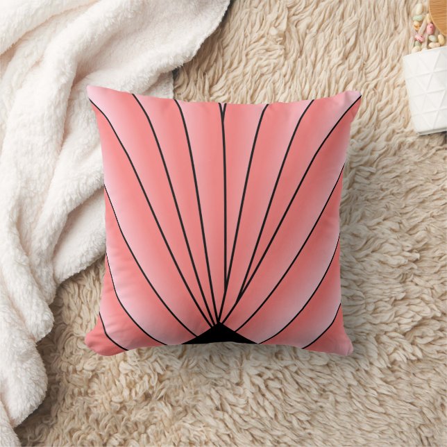 Art Deco Fan Design Roze Sierkussen (Deken)