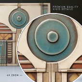 Art Deco Fan en Circle Blauwgroen Tan Rusty Tegeltje