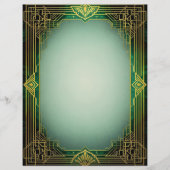 Art Deco Fan Frame on Green Stationery Paper Briefhoofd (Voorkant)