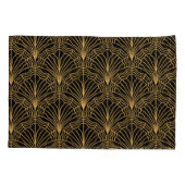Art Deco Fan: Geometrisch Geel Zwart Kussensloop (Achterkant)