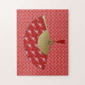 Art Deco Fan in een vlinderpatroon, diep rood Legpuzzel (Verticaal)