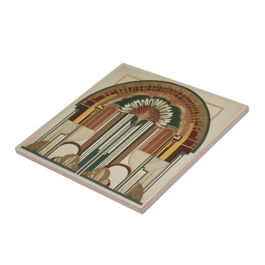 Art Deco Fan Keramische Tegel Tegeltje (Zijkant)
