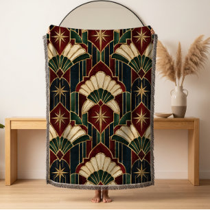 Art Deco Fan Kerst Geweven Dekentje
