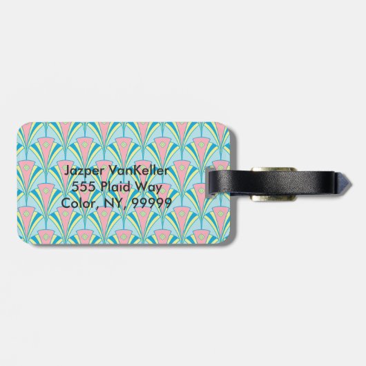 Art Deco Fan Miami Herhaalt patroon Bagagelabel (Achterkant horizontaal)