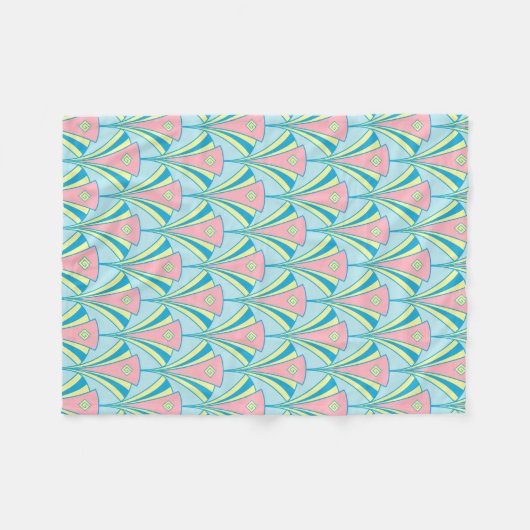 Art Deco Fan Miami Herhaalt patroon Fleece Deken (Voorkant (Horizontaal))