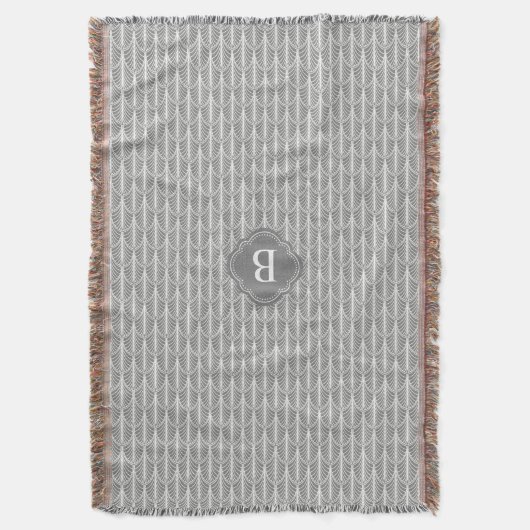 Art Deco Fan Palm Pattern met je Monogram Deken (Voorkant Verticaal)