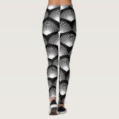 Art Deco Fan Patroon Wit en Zwart Leggings (Achterkant)