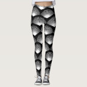 Art Deco Fan Patroon Wit en Zwart Leggings (Voorkant)