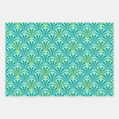 Art Deco Fan Pattern, Black/White, Roze, Aqua Inpakpapier Vel (Voorkant 3)