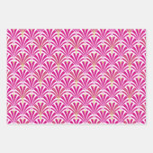 Art Deco Fan Pattern, Black/White, Roze, Aqua Inpakpapier Vel (Voorkant 2)