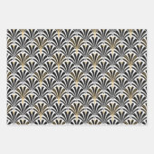 Art Deco Fan Pattern, Black/White, Roze, Aqua Inpakpapier Vel (Voorkant)