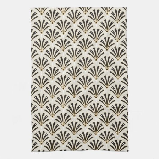 Art Deco Fan Pattern Cream Theedoek (Verticaal)