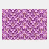 Art Deco Fan Pattern, Dark Blue, Oranje, Violet Inpakpapier Vel (Voorkant 3)