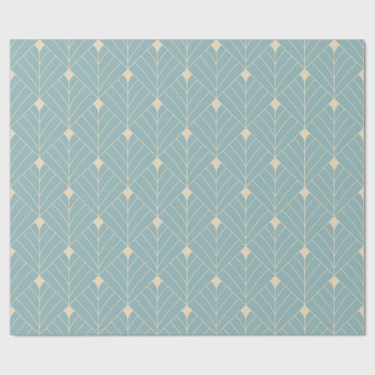Art Deco fan Pattern in Duck Egg Blue en beige Cadeaupapier (Vlak)