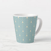 Art Deco fan Pattern in Duck Egg Blue en beige Latte Mok (Rechterhoek)