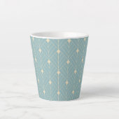 Art Deco fan Pattern in Duck Egg Blue en beige Latte Mok (Voorkant)