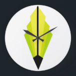 Art Deco Fan Pattern in lemon and limoen Grote Klok<br><div class="desc">Creëer van het klassieke patroon van de kunstdecoventilator in diverse kleuren om het meeste decor aan te passen</div>