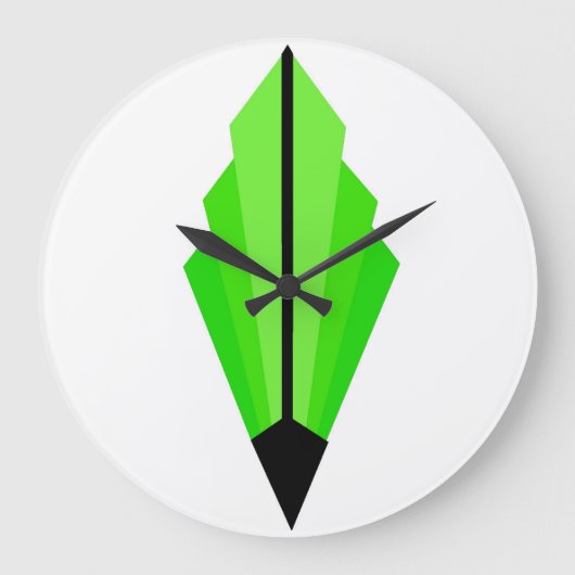 Art Deco Fan Pattern in Limoen/Green Large Clock Grote Klok (Voorkant)