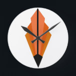 Art Deco Fan Pattern in oranje Ronde Klok<br><div class="desc">Creëer van het klassieke patroon van de kunstdecoventilator in diverse kleuren om het meeste decor aan te passen</div>