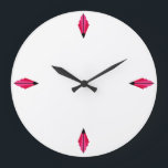 Art Deco Fan Pattern in pinks Large Clock Grote Klok<br><div class="desc">Creëer van het klassieke patroon van de kunstdeco-ventilator,  ontspannen in tinten roze,  rood en zwart</div>