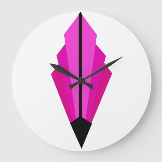 Art Deco Fan Pattern in roze and raspberry Grote Klok (Voorkant)