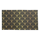 Art Deco Fan Pattern Luxury Gold en Black Kussensloop (Achterkant)