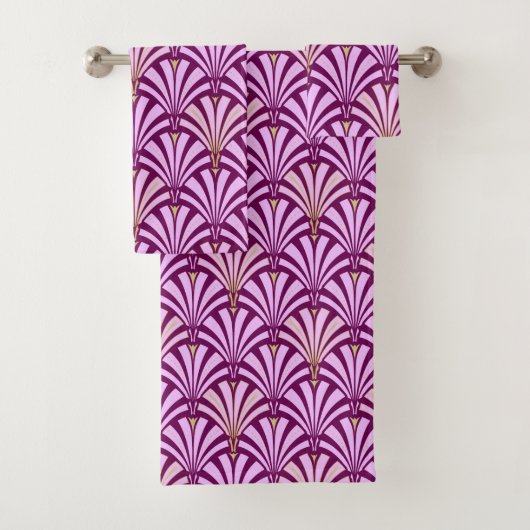 Art Deco Fan Pattern, orchidee en paarse Bad Handdoek (Insitu)