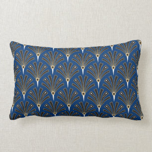 Art Deco Fan Pattern over Royal Blue Kussen