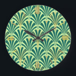 Art Deco fan pattern - pine and mint green Grote Klok<br><div class="desc">Digital reproduction of a classic,  Art Deco wallpaper fan pattern - pine green on light mint green,  embellished with gold</div>