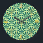 Art Deco fan pattern - pine and mint green Grote Klok<br><div class="desc">Digital reproduction of a classic,  Art Deco wallpaper fan pattern - pine green on light mint green,  embellished with gold</div>