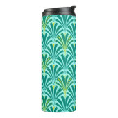 Art Deco Fan Pattern, Turquoise op Aqua Thermosbeker (Gedraaid links)
