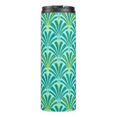 Art Deco Fan Pattern, Turquoise op Aqua Thermosbeker (Achterkant)