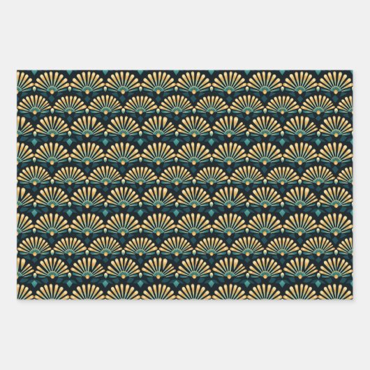 Art Deco Fan Pattern Wrapping Paper Sheets (Voorkant)